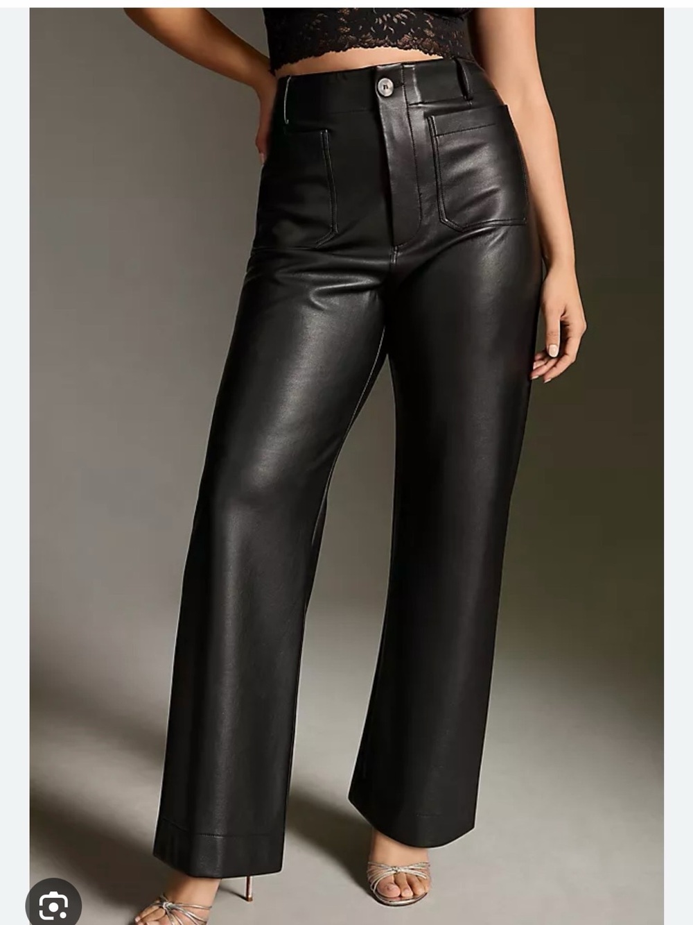 Anthropologie Maeve The Colette Faux Leather Wide Leg Pants Black Size 30 EUC